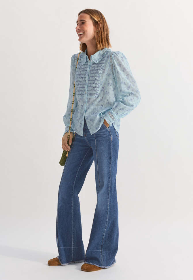 Printed blouse, Pastel blue, completeTheLook