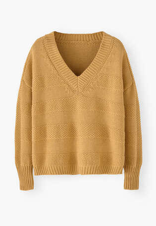 V-neck sweater, Honey yellow, webstill
