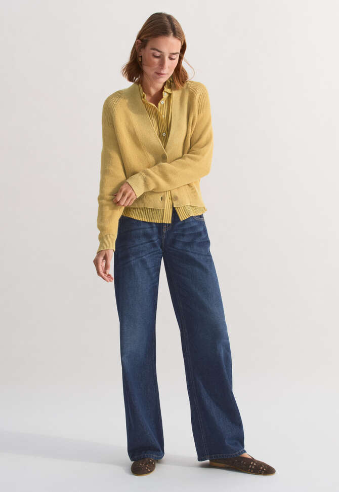 V-neck raglan cardigan, Butter yellow, completeTheLook