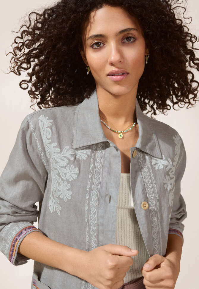 Embroidered jacket, Light grey, completeTheLook