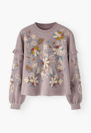Embroidered sweatshirt, Grey lavender, webstill
