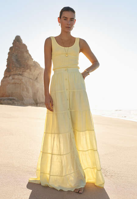 Lace-rib vest, Pastel yellow, completeTheLook