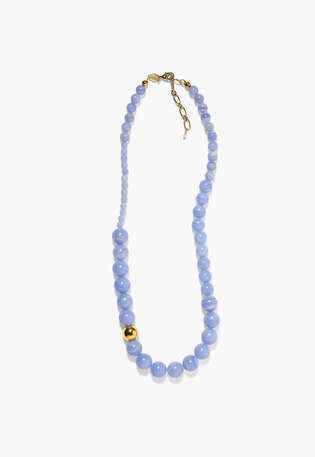 Beaded necklace, Blue agate, webstill