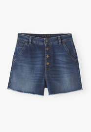 Raw-hem denim shorts, Mid wash, webstill
