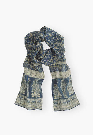 Printed scarf, Deep aegean, webstill