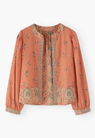 Reversible printed jacket, Orange coral, webstill