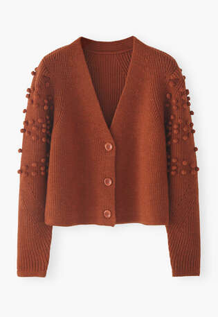 Bobble cardigan, Burnt orange, webstill