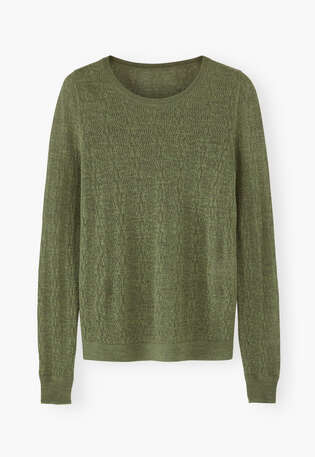 Lace-knit sweater, Moss green, webstill
