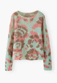 Printed sweater, Aqua coral, webstill