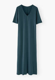 V-neck dress, Petrol, webstill