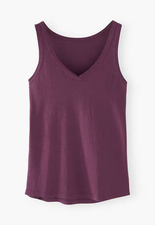 V-neck jersey vest, Purple aubergine, webstill