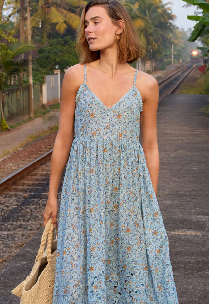 Printed sundress, Periwinkle blue, completeTheLook