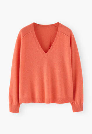 V-neck sweater, Coral, webstill