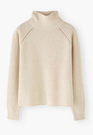 Ribbed roll-neck sweater, Ecru, webstill