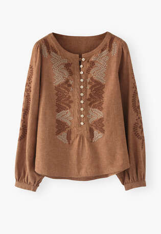 Embroidered blouse, Burnt sienna, webstill