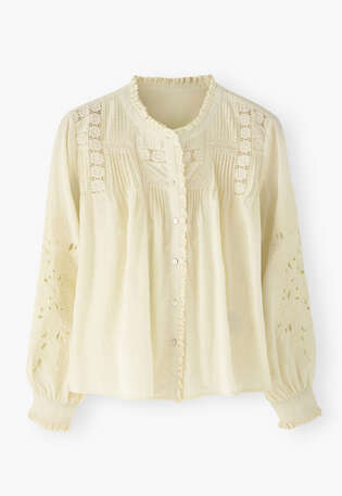 Lace pintuck blouse, Buttercream, webstill
