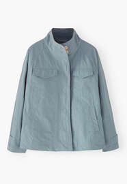 Wide cropped jacket, Stone blue, webstill