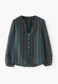 Textured striped blouse, Dark petrol, webstill