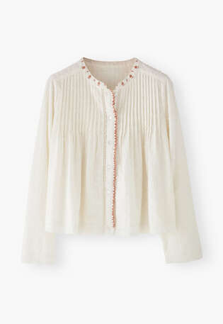 Smocked blouse, White, webstill