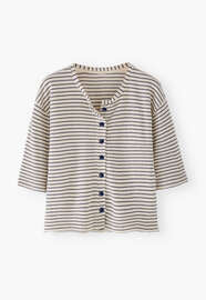 Textured striped cardigan, Off-white indigo, webstill