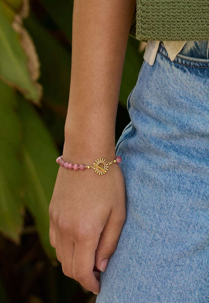 Toggle clasp bracelet, Rhodonite, completeTheLook