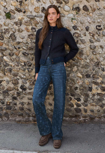 Stitch-detail knitted jacket, Midnight umber, completeTheLook