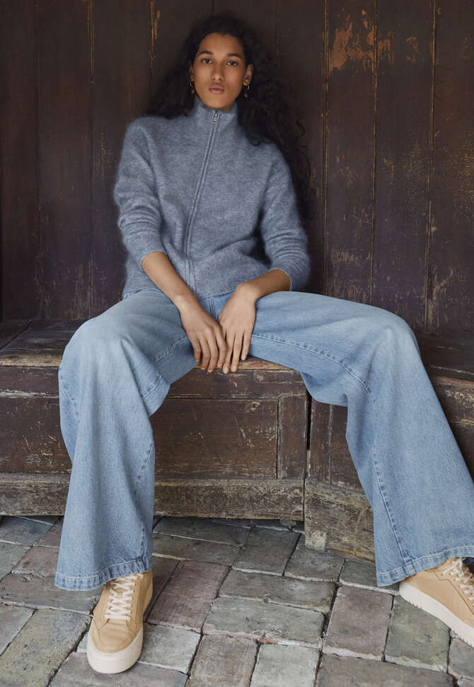 Zip-up sweater, Blue slate, completeTheLook