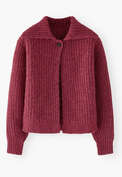 Rib-stitch cardigan, Garnet marl, webstill