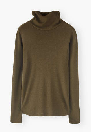 High-neck top, Green khaki, webstill