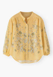 Printed boyfriend blouse, Lemon khaki, webstill