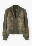 Embroidered jersey jacket, Dark green, webstill