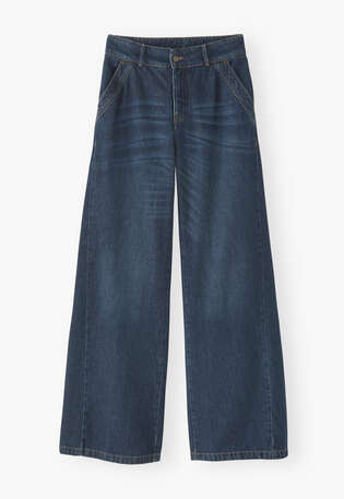 Wide flared jeans, Dark ocean, webstill