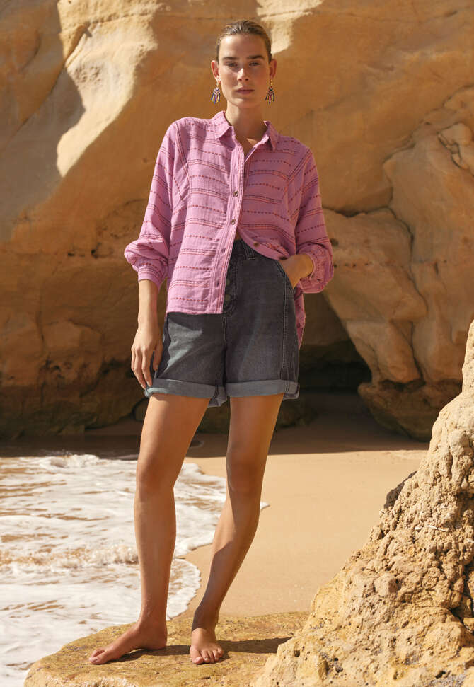 Striped blouse, Rose pink, completeTheLook