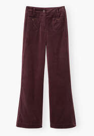 Velvet wide-leg trousers, Berry brown, webstill
