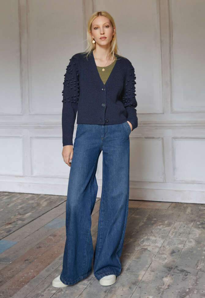 Full length wide-leg jeans, Dark wash, completeTheLook