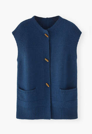 Knitted gilet, Indigo, webstill
