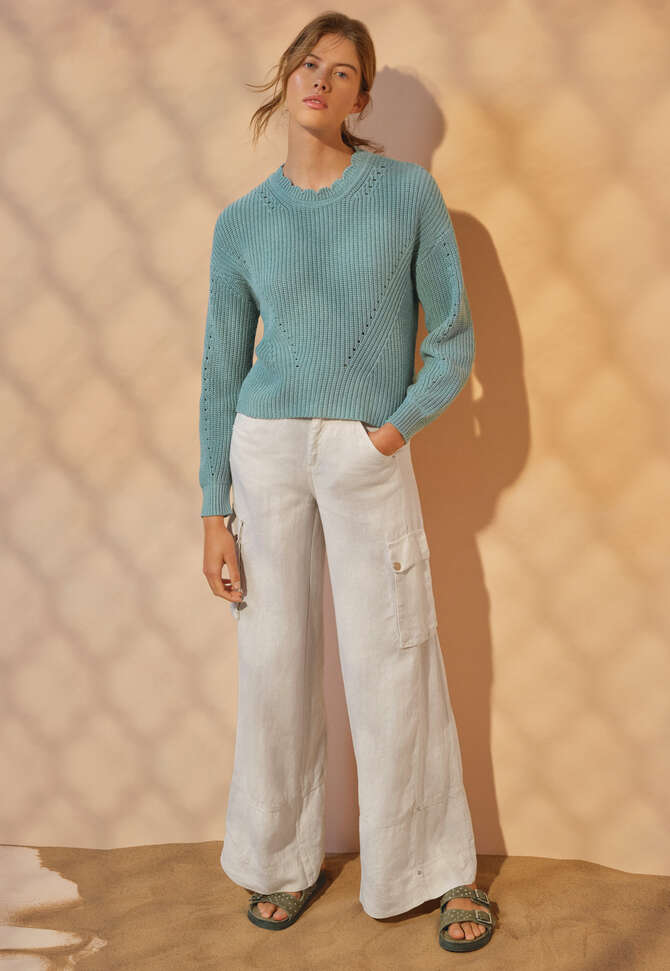 Wide-leg patch-pocket trousers, Ivory, completeTheLook