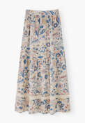 Tiered printed skirt, Ecru denim, webstill