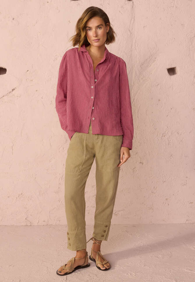 Crinkle striped blouse, Hot pink, completeTheLook