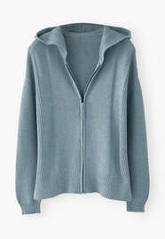 Knitted hoodie, Ocean blue, webstill