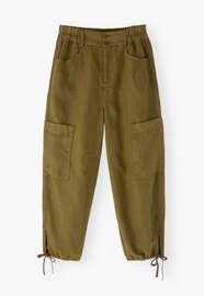 Tie-leg trousers, Dark olive, webstill