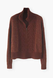 Zip-neck sweater, Burnt rust, webstill