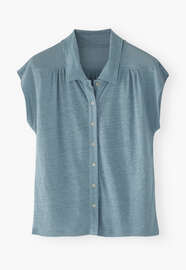 Sleeveless collared top, Stone blue, webstill
