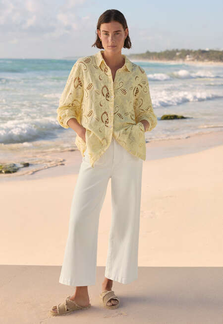 Broderie shirt, Soft lemon, completeTheLook