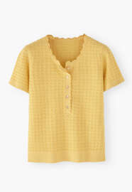 Stitch-detail T-shirt, Soft lemon, webstill