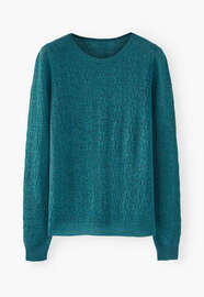 Lace-knit sweater, Dark teal, webstill
