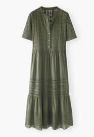 Broderie long dress, Khaki, webstill