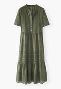 Broderie long dress, Khaki, webstill
