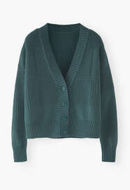 Stitch-mixing cardigan, Deep teal, webstill