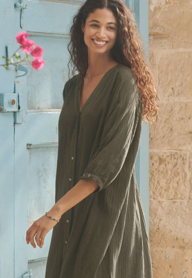 Button-through dress, Dark khaki, completeTheLook